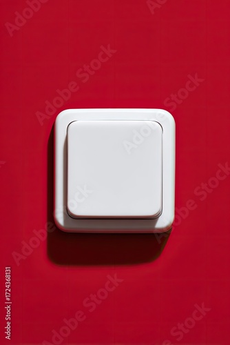 A white light switch against a vibrant red backdrop