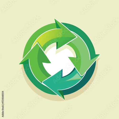 Green recycling arrows in a circle recycle circular