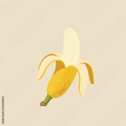 Cartoon drawing shows a peeled banana