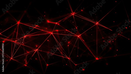 Abstract network of glowing red lines on a black background