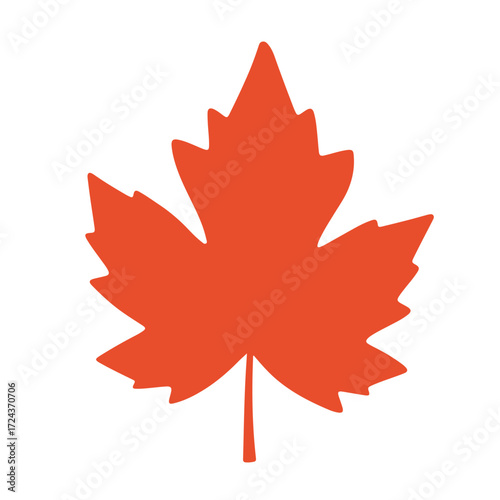 Simple, flat, orange maple leaf icon on white, with pointed lobes and defined veins
