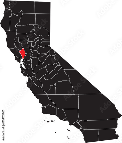 Napa County Highlighted on California State Map