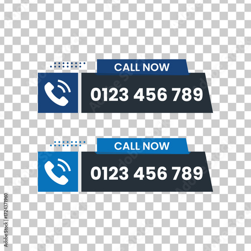 Call now button set with phone icon and number, a modern design for contact information