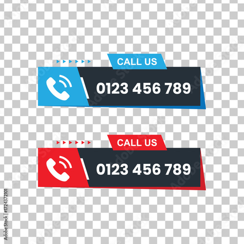 Call us button set with phone icon and number, a modern design for contact information