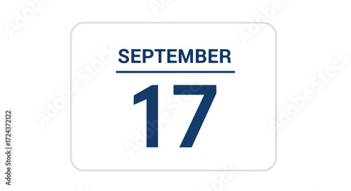 Calendar icon representing september seventeenth, a visual reminder of a specific date for appointments or events