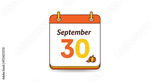Calendar icon displaying the date September 30th with autumn theme, reminder for important seasonal event date