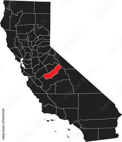  Madera County Highlighted on California State Map