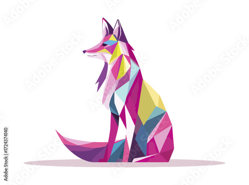Colorful fox polygon art
