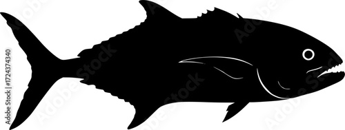 Giant Trevally fish silhouette vector art white background
