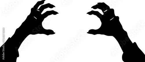ZOMBIE HANDS SILHOUETTE WHITE BACKGROUND
