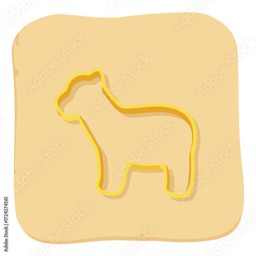 Cartoon sheep cookie cutter in dough