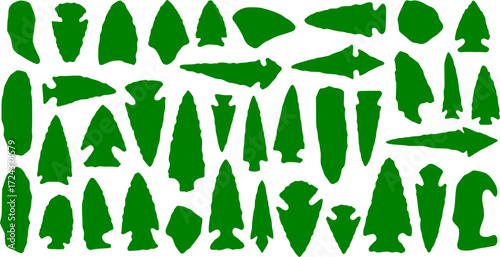Native American Stone Arrowheads silhouette vector art
