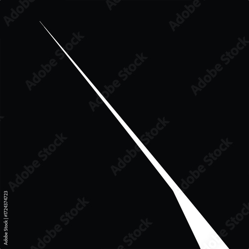 Line from upper left corner, widening toward bottom right on black background