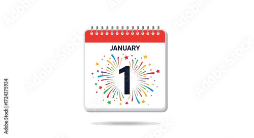 Illustrative rendition: Celebrating New Year's Day on the first of January graphic concept depiction