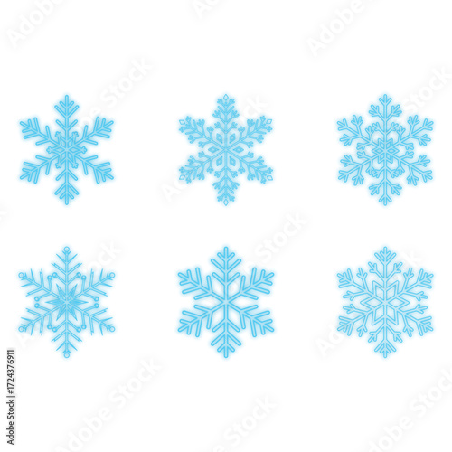 Festive snowflakes shining with icy blue elegance for winter holiday designs