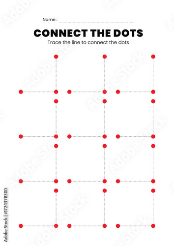 Trace line to connect the dots template for kids education