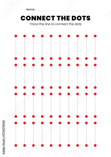 Trace line to connect the dots template for kids education