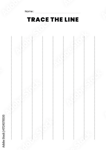 Trace the vertical dashed line template for kids education