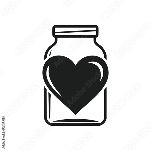 Bottled Love Symbol. This graphic represents deep affection contained within a vessel. It symbolizes keeping emotions safe, perhaps cherished memories or devotion.
