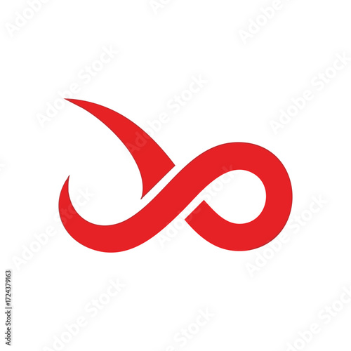 Limitless Crimson Energy Mark. This stylized emblem features a flowing ruby design, symbolizing perpetual strength, vibrant passion, and infinite potential.