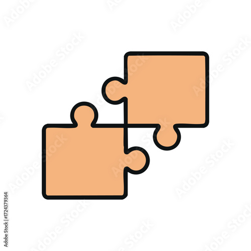 Connected Puzzle Pieces Concept. A simple visual representing teamwork, problem resolution, and successful collaboration. It symbolizes partnership, integration, and finding optimal solutions.