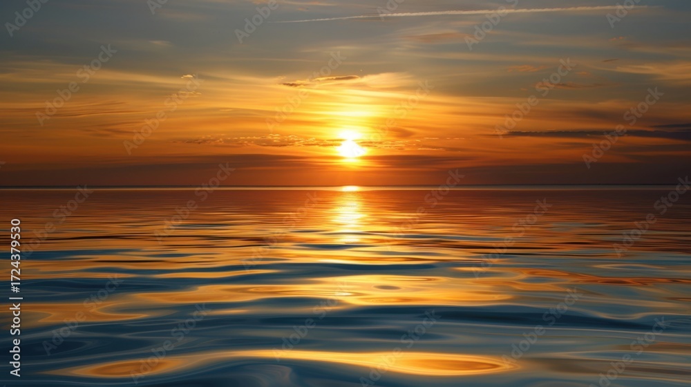Obraz premium Tropical Sunset Water Landscapes: Sea/Ocean Waves, Orange Sky Reflections & Beach Dawn Views