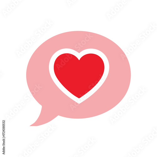 Heart Message Bubble Icon. This vibrant ruby symbol of devotion within a gentle rose communication cloud signifies positive interaction. It represents emotional bonds and digital approval.