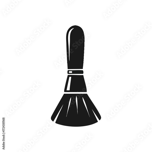 Makeup Brush Icon. Clean graphic of a beauty applicator. This sleek design represents elegance, self-care, and professional cosmetic application tools.