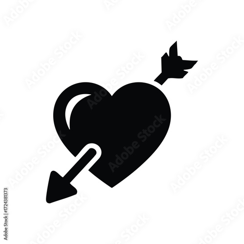 Love Heart Arrow Symbol. This iconic graphic represents profound affection and romantic passion. It signifies being deeply smitten, capturing the essence of heartfelt emotion.