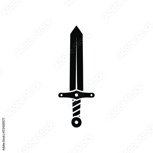 Powerful Sword Icon. A mighty blade emblem representing might, valor, and medieval warfare. Ideal for projects needing themes of justice, protection, or fantasy.