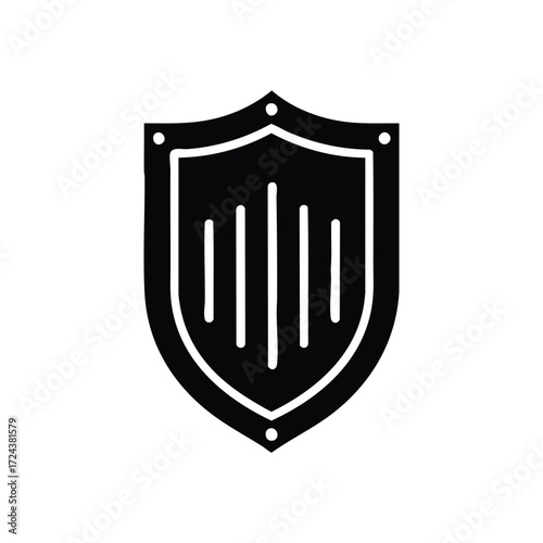 Modern Shield Protection Symbol. This minimalist emblem illustrates powerful safeguarding and secure defense. It conveys concepts of strength, privacy, and digital trust.