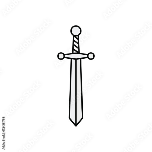 Classic Sword Outline Graphic. This elegant ancient arm represents strength, honor, and defense. A minimalist illustration for history, fantasy, or chivalric themes.