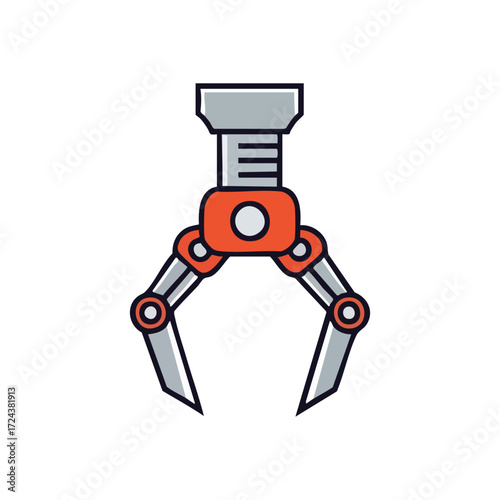 Robotic Arm Industrial Gripper. Vibrant digital graphic of an automated mechanical clamp, symbolizing modern technological advancement and efficient production.