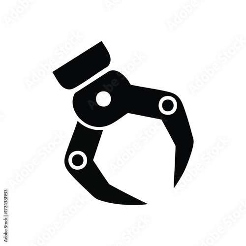 Robotic Industrial Grabber Icon. Modern digital pictogram of an automated mechanical gripper, symbolizing progress, precision, and technological advancement in industry and AI.