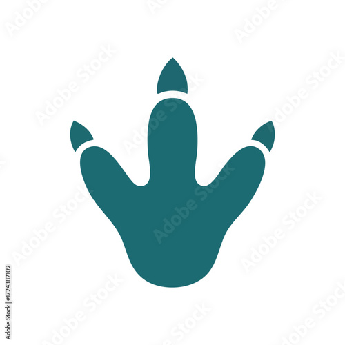 Prehistoric Dino Track. Illustrative mark of an ancient reptile symbolizing journey and discovery. A primeval paw impression evoking childhood wonder and past adventures.