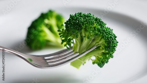 Broccoli florets on a fork