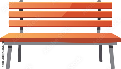 A Vibrant Orange Bench Illustration of Public Seating