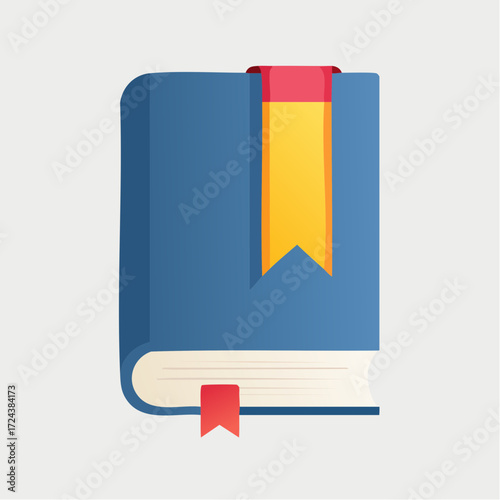 Blue Book with Yellow and Red Bookmark