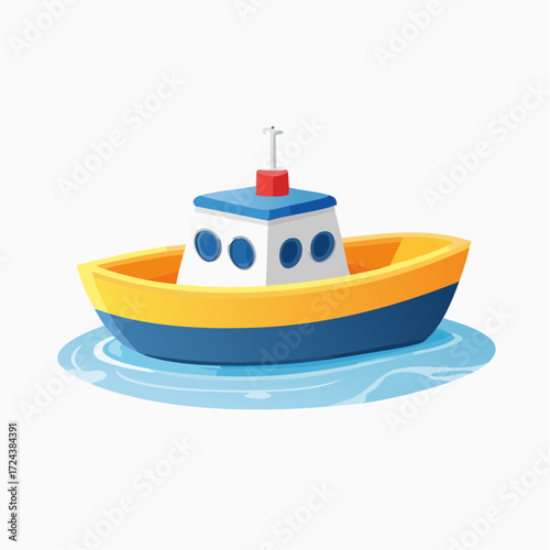 Yellow and Blue Toy Boat Floating on Calm Water