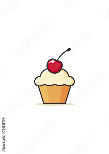 Sweet cupcake with cherry