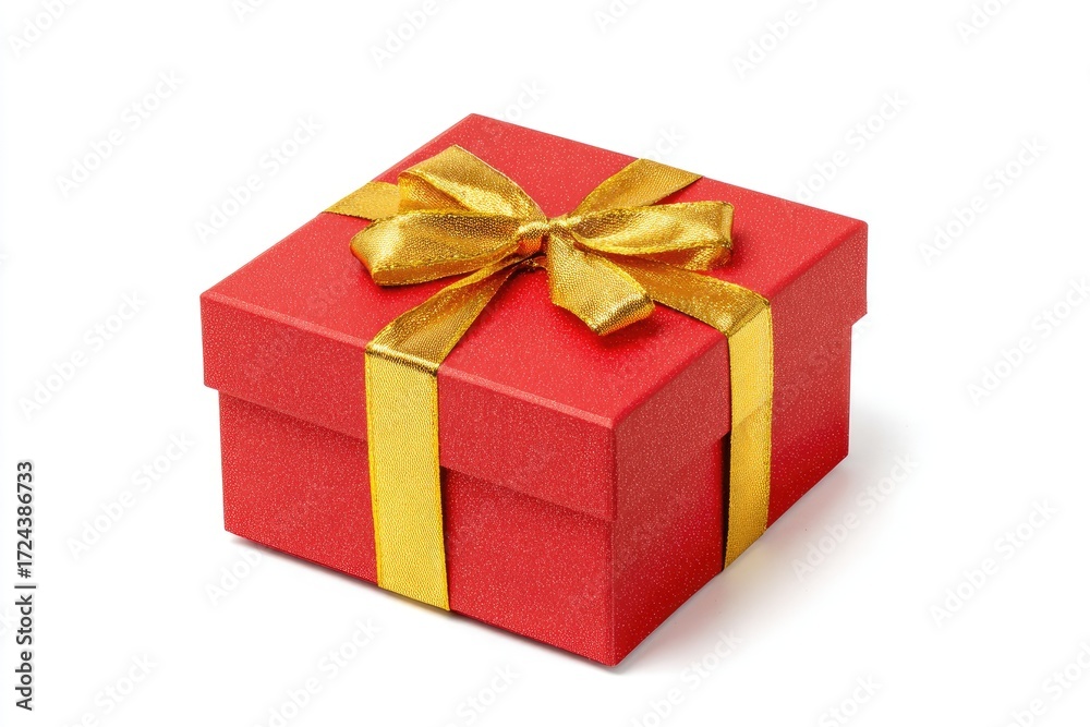 Obraz premium Red gift box with gold ribbon (2)