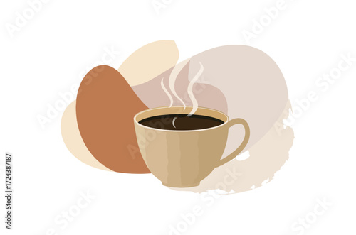 Warm coffee cup with steam