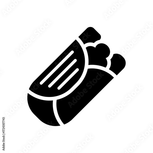 Shawarma solid icon. Street fast food symbol in flat style. Shawerma pictogram for apps and web sites, infographics, menu for bar, cafe, stall, delivery. Vector illustration