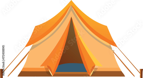 Classic orange canvas camping tent for outdoor adventure, a symbol of recreation, travel, and a simple lifestyle in nature