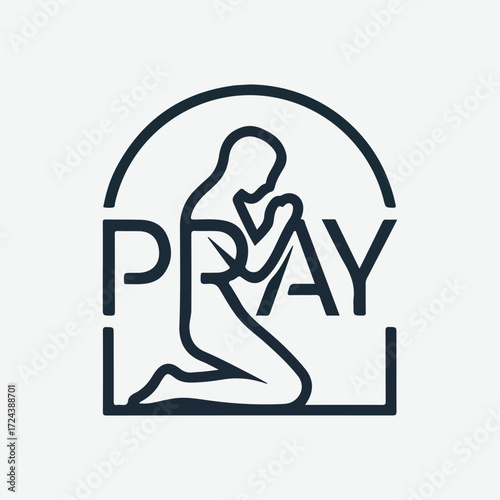 A simple pray negative space logo design 