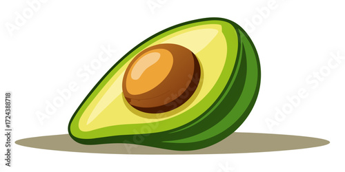 Professional photo of a perfect fresh avocado sliced in half, seed exposed, on a clean white background. Bright studio lighting, sharp focus, vibrant green flesh, natural texture, commercial food phot