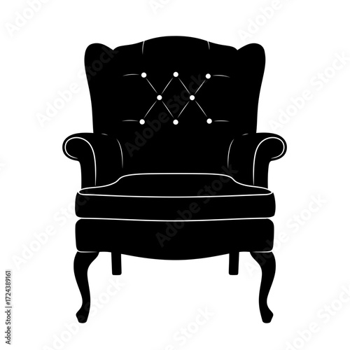 Black silhouette of a classic armchair