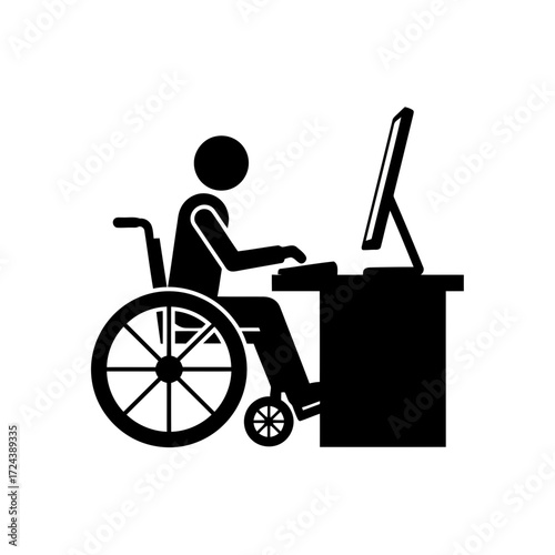 Person in wheelchair working on computer