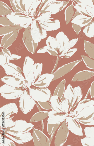 Classic Popular Flower Seamless pattern background - For easy making seamless pattern use it for filling any contours