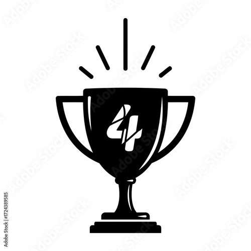 Black silhouette of a trophy with the number 4 on it